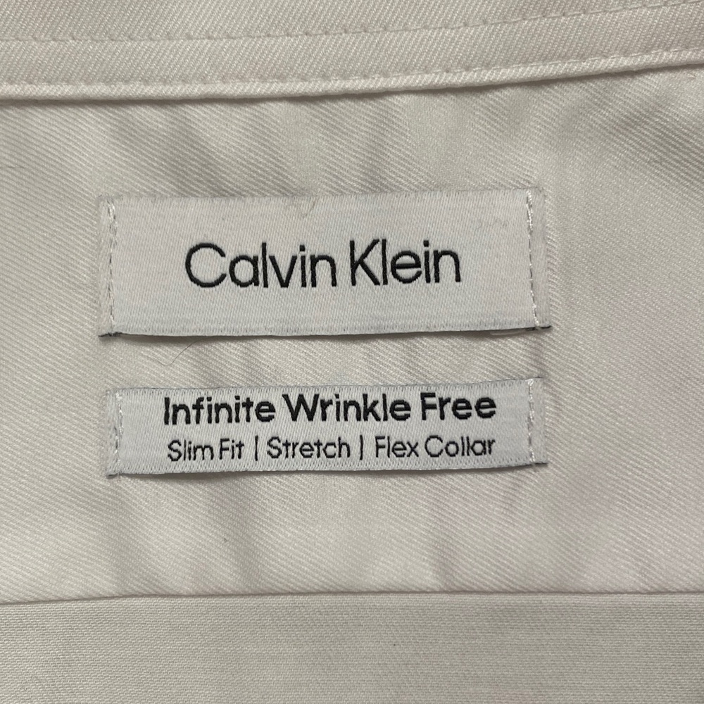 Calvin Klein White Dress Shirt Men's Size 17.5/34-35 XL - Picture 4 of 9